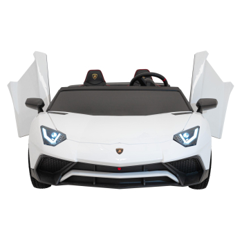 Lamborghini Aventador SV na akumulator dla 2 dzieci Biały + Silnik bezszczotkowy + Pompowane koła + Audio LED